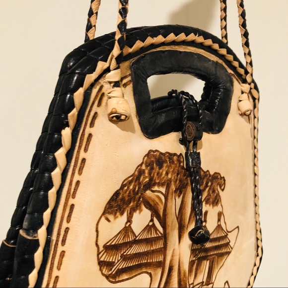 African Leather Woven Crossbody